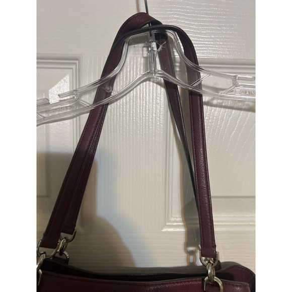 Kate Spade New York Pebbled Leather Shoulder Bag Burgundy Maroon Tote - Picture 4 of 11